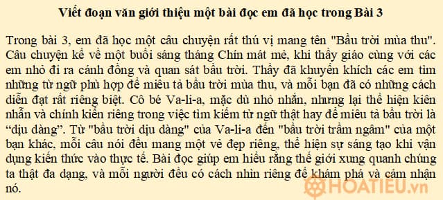 Viết đoạn văn giới thiệu một bài đọc em đã học trong Bài 3