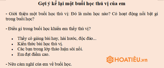 Viết đoạn văn kể về một buổi học thú vị của em