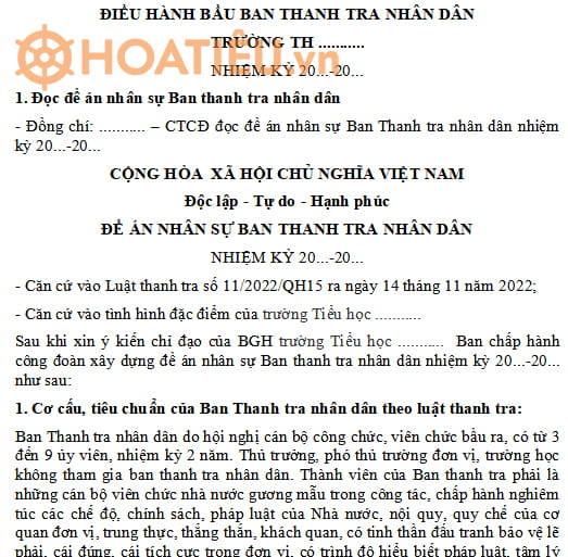 Kịch bản dẫn chương trình bầu ban thanh tra nhân dân