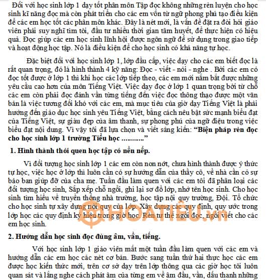  Sáng kiến kinh nghiệm rèn đọc cho hs lớp 