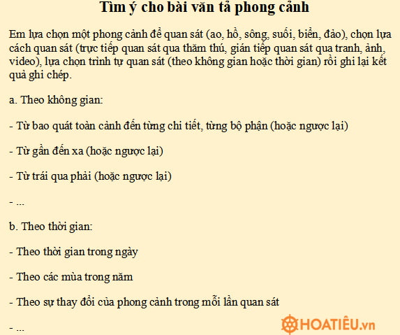 Quan sát một cảnh ao hồ, sông suối hoặc biển đảo và ghi lại kết quả quan sát 