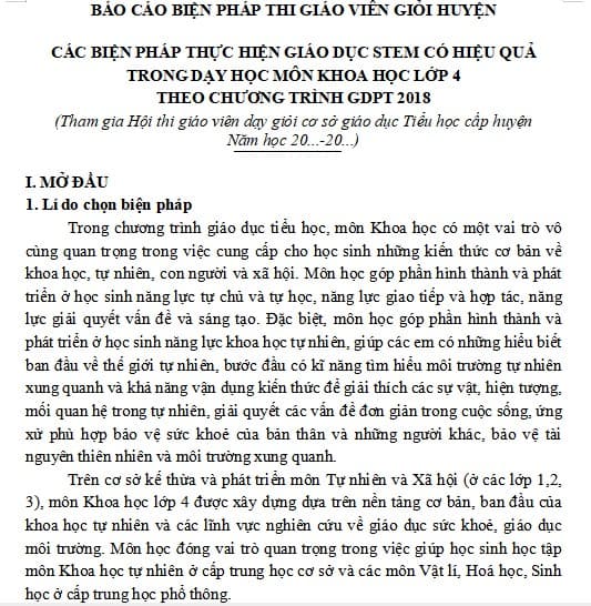 Sáng kiến kinh nghiệm STEM Tiểu học