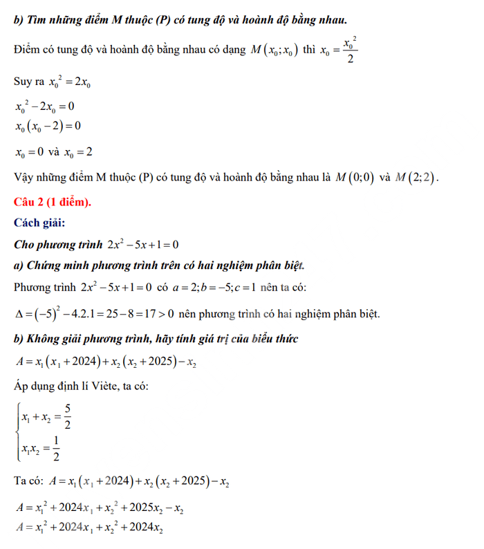 Đáp án đề minh họa thi vào 10 TP HCM môn Toán