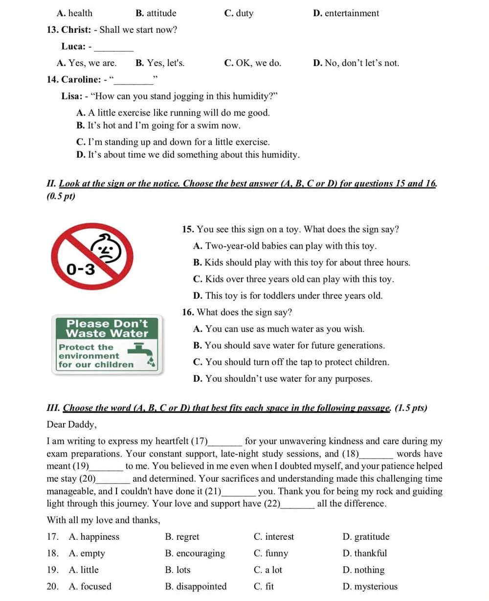 Đề tham khảo thi vào 10 môn tiếng Anh TP HCM 2025