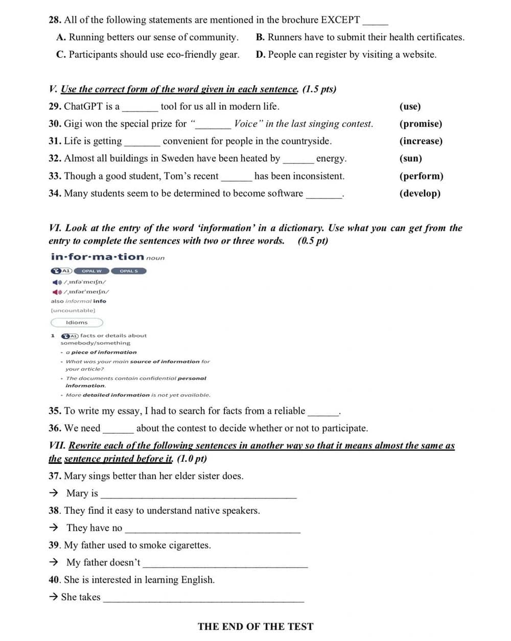 Đề tham khảo thi vào 10 môn tiếng Anh TP HCM 2025