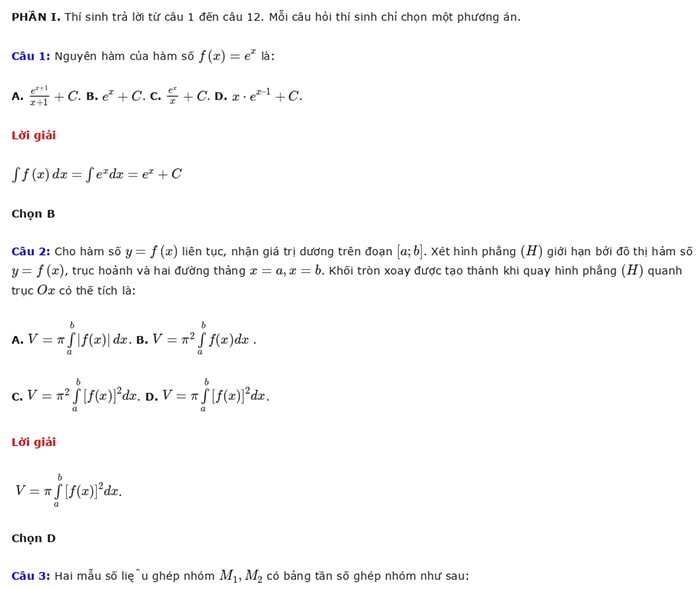 Giải đề minh họa Toán 2025