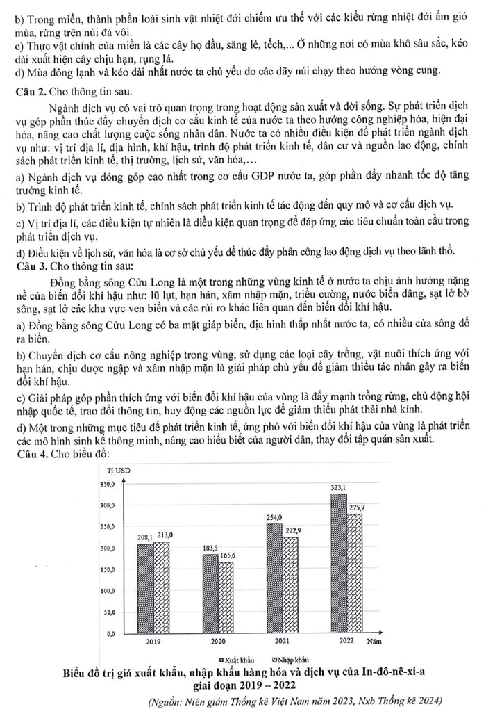 Đề tham khảo thi tốt nghiệp THPT 2025 môn Địa
