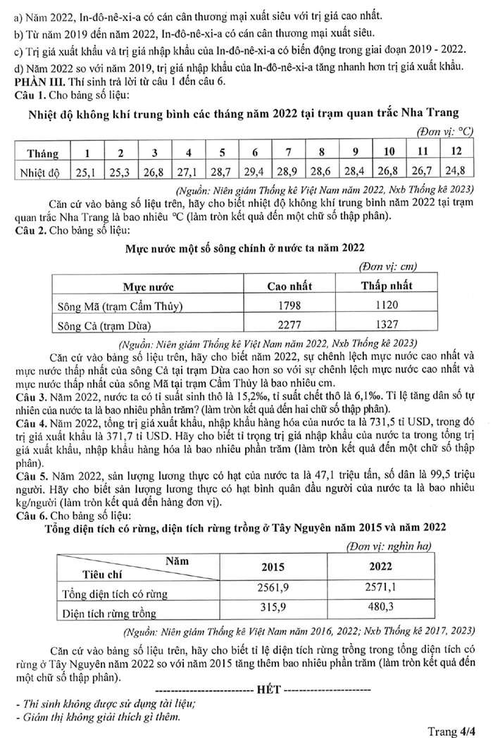 Đề tham khảo thi tốt nghiệp THPT 2025 môn Địa