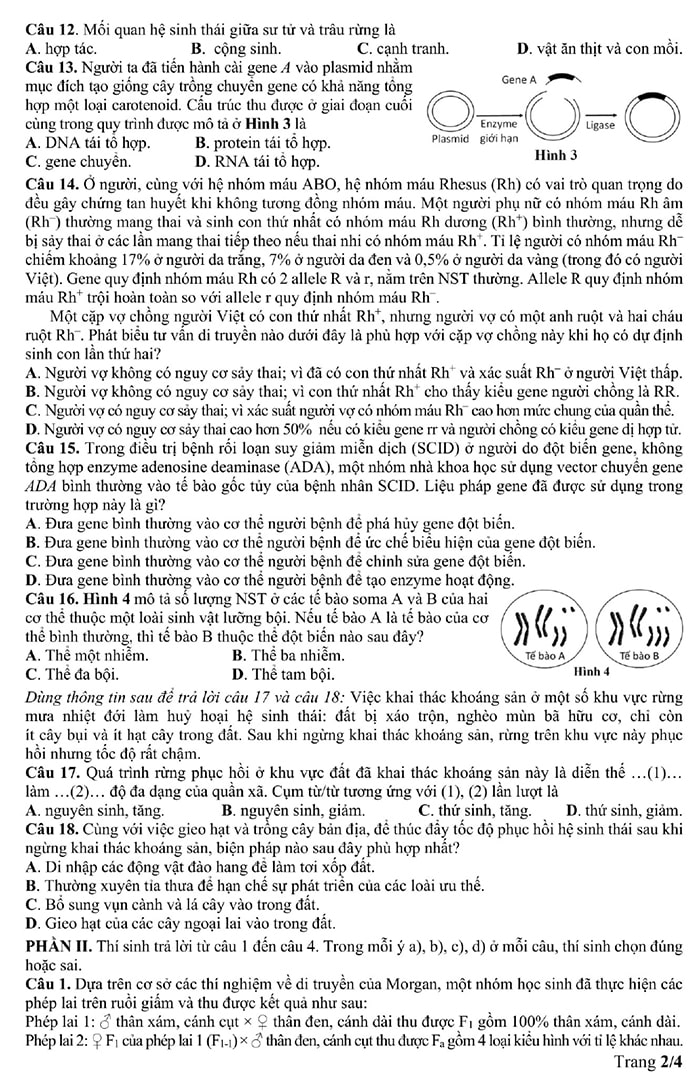 Đề minh họa Sinh 2025