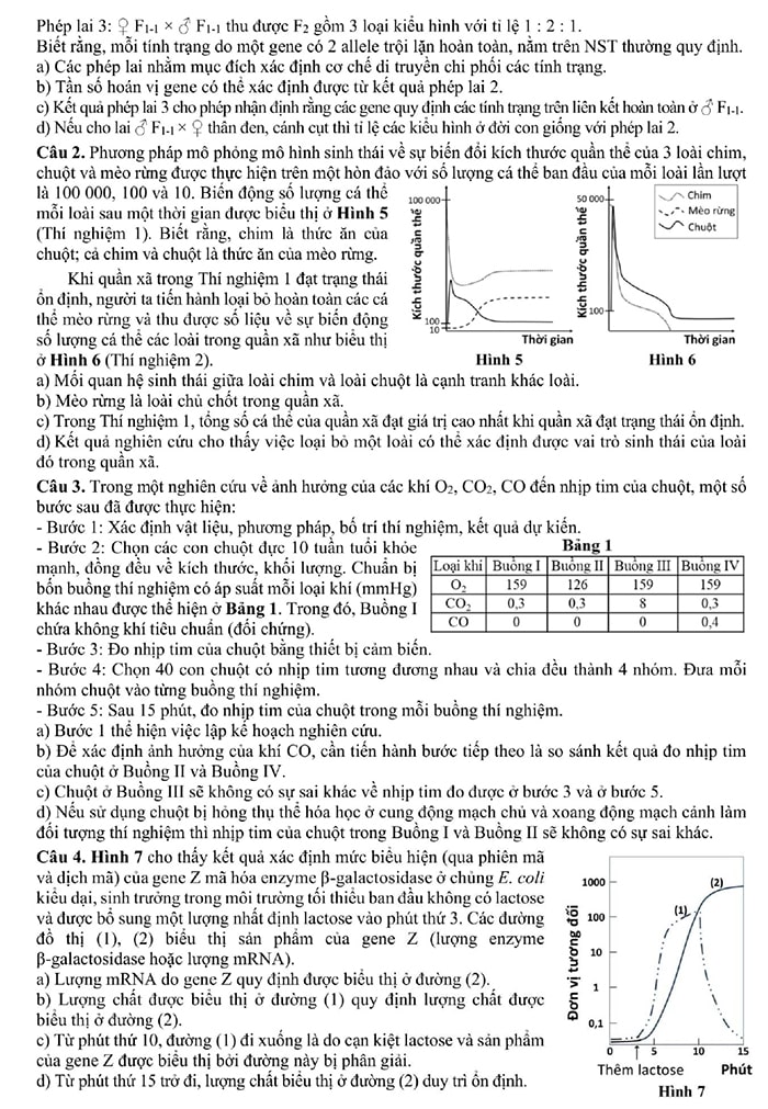 Đề minh họa Sinh 2025