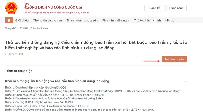 Nộp báo cáo tình hình sử dụng lao động online