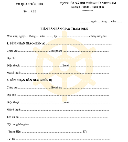 Biên bản bàn giao trạm điện 2024