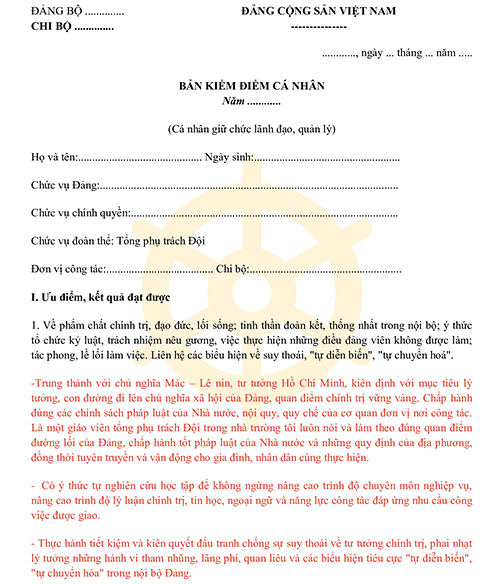 Bản kiểm điểm cuối năm của Tổng phụ trách Đội 2024