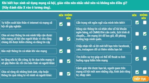 Đáp án tập huấn module Giáo dục giới tính