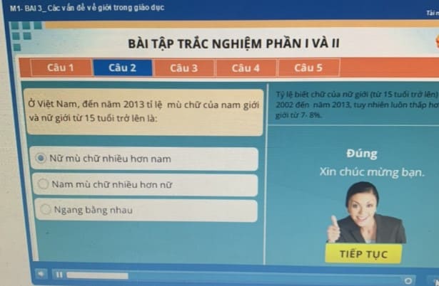 Đáp án tập huấn Bồi dưỡng bình đẳng giới