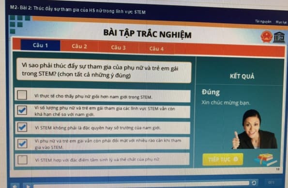 Đáp án trắc nghiệm tập huấn Bồi dưỡng bình đẳng giới
