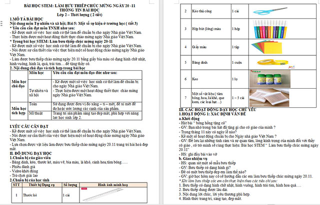Giáo án Word STEM Làm bưu thiếp chúc mừng ngày 20/11