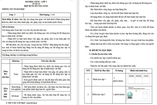 Giáo án Word STEM Hộp đựng bút đa năng