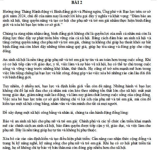 Bài tuyên truyền Tháng hành động vì bình đẳng giới