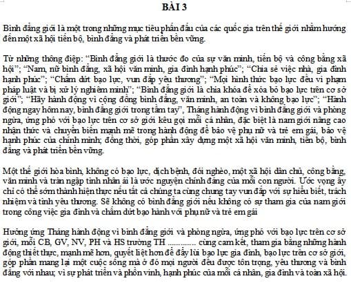 Bài tuyên truyền Tháng hành động vì bình đẳng giới