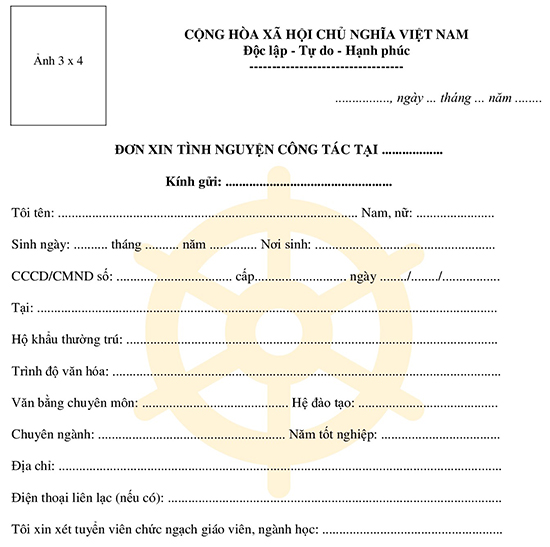 Đơn tình nguyện công tác 2024