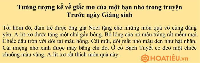 Tưởng tượng kể về giấc mơ của một bạn nhỏ trong truyện Trước ngày Giáng sinh