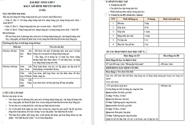 Giáo án Word STEM Mô hình thuyền buồm