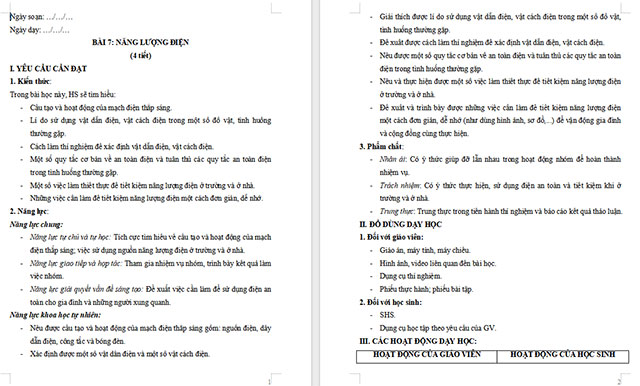 Giáo án Khoa học 5 Năng lượng điện