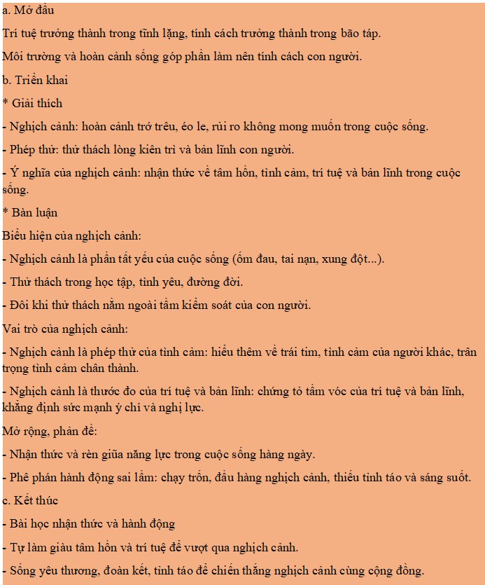 Dàn ý Thảo luận về cách ứng xử của con người trước những tai họa, mất mát
