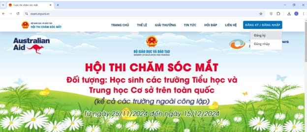 Đăng ký cuộc thi chăm sóc mắt trên matsanghochay.moet.gov.vn 