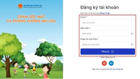 Đăng ký cuộc thi chăm sóc mắt trên matsanghochay.moet.gov.vn 