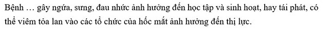 Đáp án cuộc thi chăm sóc mắt và phòng chống suy giảm thị lực ở học sinh THCS