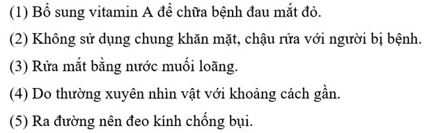 Đáp án cuộc thi chăm sóc mắt và phòng chống suy giảm thị lực ở học sinh THCS