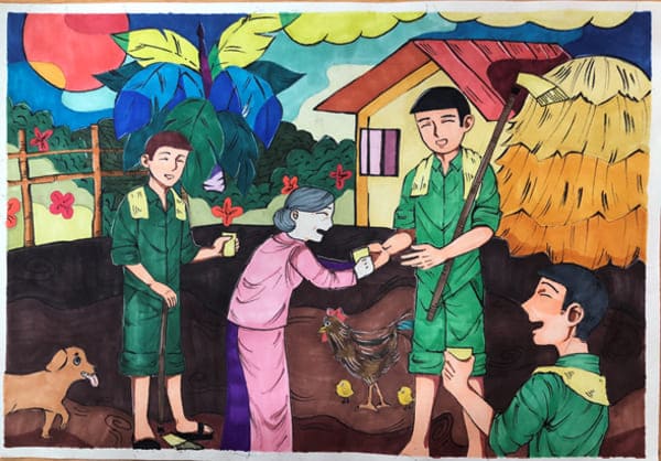 Vẽ tranh bộ đội làm dân vận