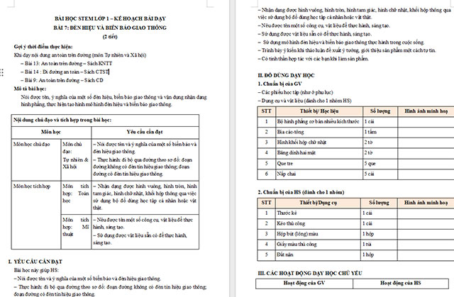 Giáo án Word STEM Đèn hiệu và biển báo giao thông