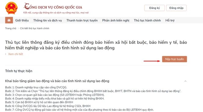 Nộp báo cáo tình hình sử dụng lao động online