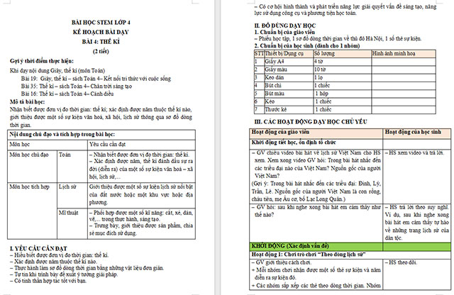 Giáo án Word STEM Làm sơ đồ dòng thời gian