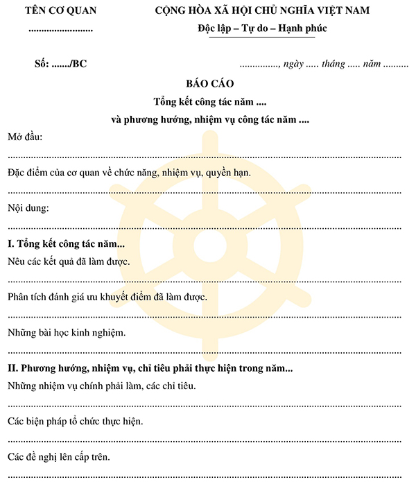 Mẫu báo cáo tổng kết cuối năm dành cho cơ quan
