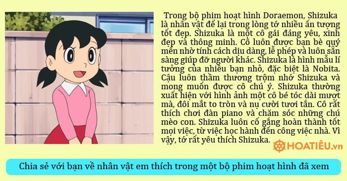 Chia sẻ với bạn về nhân vật em thích trong một bộ phim hoạt hình đã xem