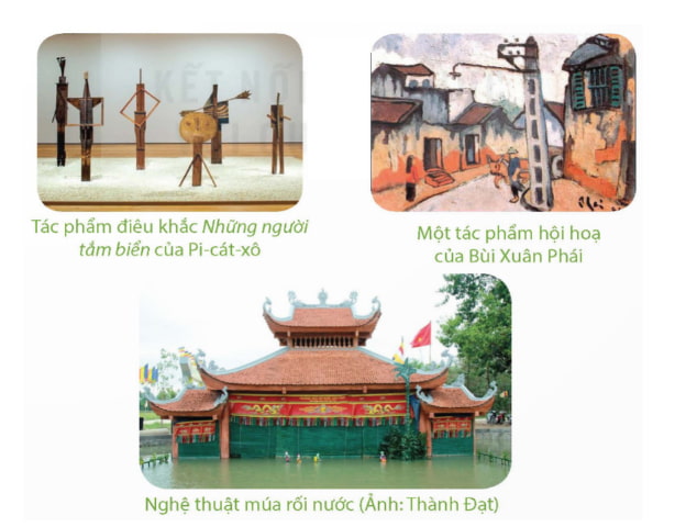 Viết 2-3 câu có kết từ để giới thiệu về một trong những bức tranh, bức ảnh dưới đây