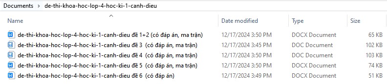 Đề thi học kì 1 Khoa học 4 Cánh Diều