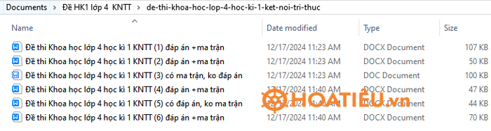 Bộ Đề thi Khoa học lớp 4 học kì 1 Kết nối tri thức