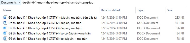 Đề thi học kì 1 Khoa học lớp 4 Chân trời sáng tạo