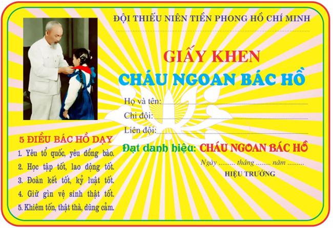 Giấy khen Cháu ngoan Bác Hồ