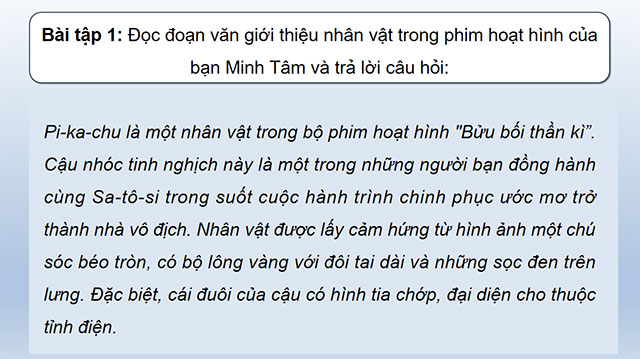 PowerPoint Viết: Đoạn văn giới thiệu nhân vật trong phim hoạt hình