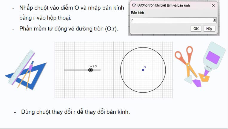 Vẽ đường tròn bằng phần mềm GeoGebra