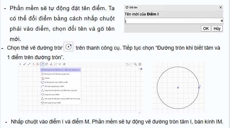 Vẽ đường tròn bằng phần mềm GeoGebra