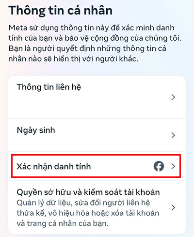 Cách xác thực tài khoản Facebook bằng Căn cước