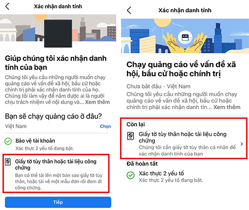Cách xác thực tài khoản Facebook bằng Căn cước