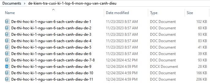 Đề thi cuối kì 1 lớp 6 môn Ngữ văn Cánh Diều